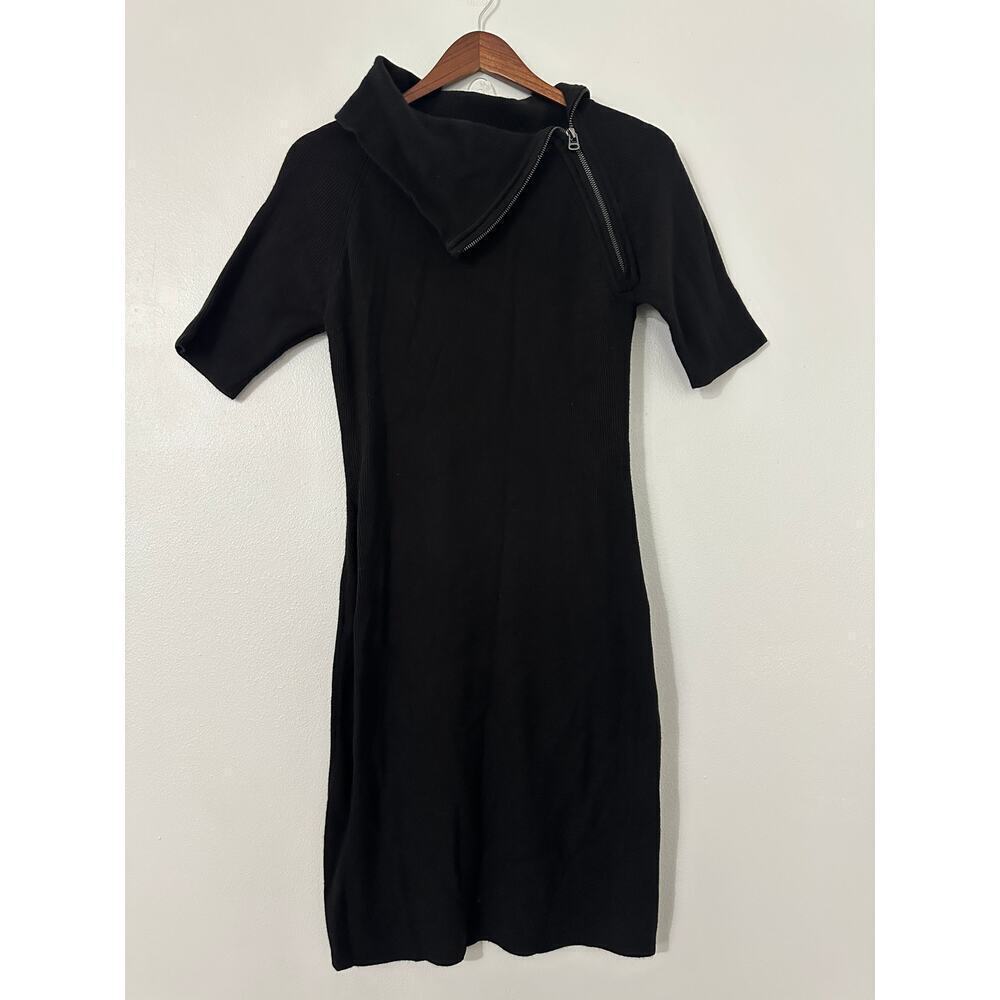 Calvin Klein Black Asymmetrical Knit Sweater Dress sz Small